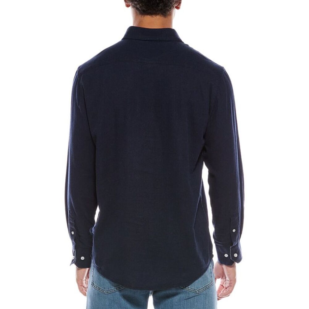Tailorbyrd Mens  Solid Linen-Blend Shirt, Blue - Picture 2 of 3